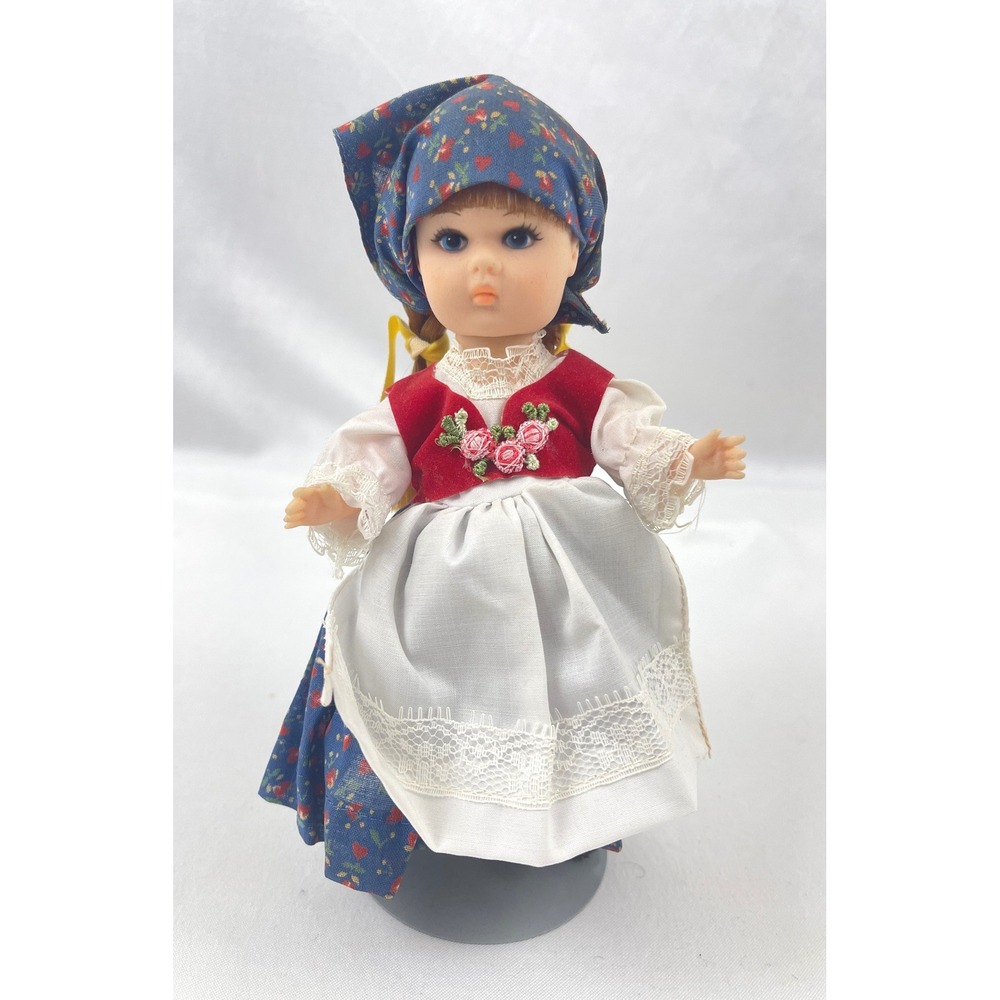 Vogue Doll Ginny 1977 Austrian Doll Blue Floral Dress Red Vest